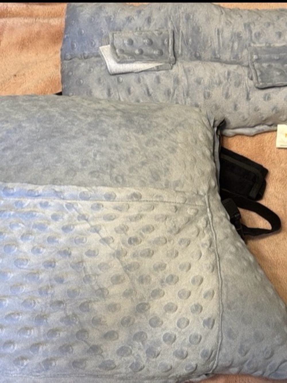 Plush Light Gray Dotted Minky hysterectomy Pillow set